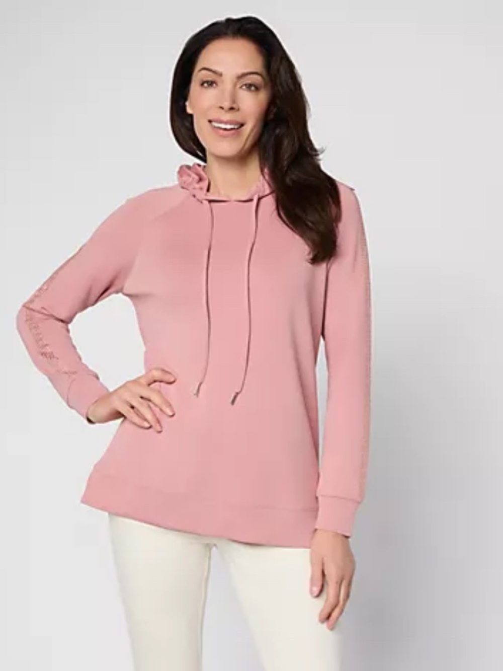 Belle by Kim Gravel ScubaLuxe Sparkle & Shine Hoodie, Rose Sz XL a711080